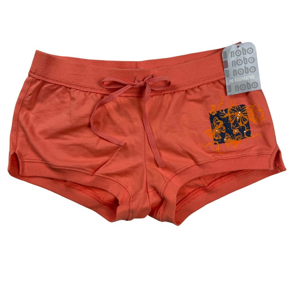 NWT DEADSTOCK VTG Y2K No Boundaries Tangy Orange Butterfly Micro Lounge Shorts 7